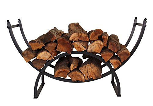 Patio Watcher 3-Foot Curved Firewood Rack Log Rack Firewood Storage Log Holder for Indoor Outdoor Backyard Fireplace Heavy Duty Steel Black