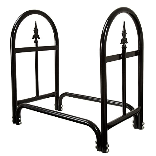 Pure Garden 50-127 Fireplace Log Rack with Finial Design Black