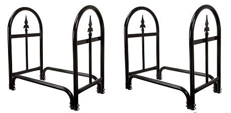 Pure Garden Fireplace Log Rack with Finial Design Black 2-Pack
