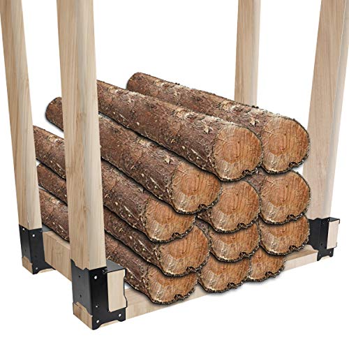 Qualward Fireplace Log Rack Outdoor and Indoor Fire Wood Logs Rack Bracket Kit - 4 Pack Firewood Pile Storage Holder for Home Camping Trips - Adjustable to Any Length Width