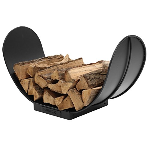 Sunnydaze 3-Foot Curved Firewood Log Rack Indoor or Outdoor Fireplace Wood Storage Holder Black Steel