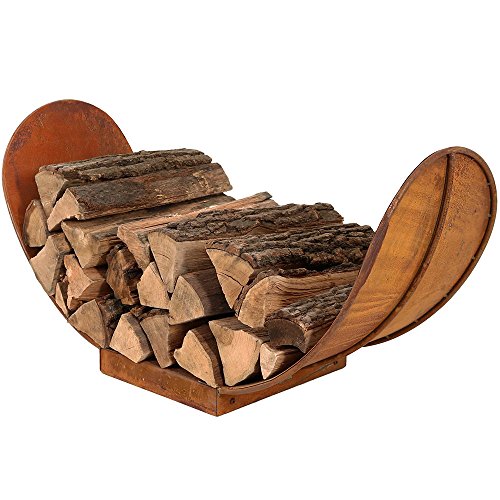 Sunnydaze 3-Foot Firewood Log Rack - Rustic Metal Outdoor Fireplace Wood and Kindling Stacker Storage Holder - Outside Fireplace Fire Pit and Bonfire Accessory