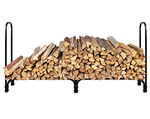 8 Feet Heavy Duty Steel Firewood Log Rack Outdoor Wood Storage Holder Black  gift