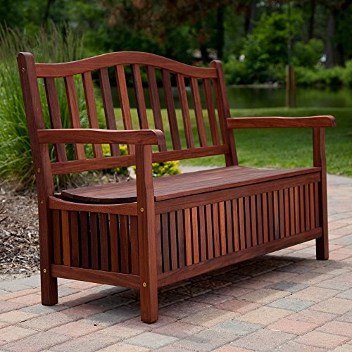 Belham Living Richmond 51 In Curved-back Outdoor Wood 30-gallon Storage Bench