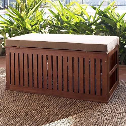 Coral Coast Parkway 47 In Outdoor Wood Storage Deck Box With Cushion
