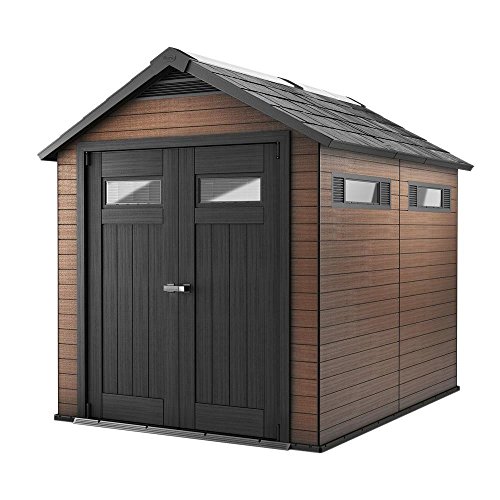 Keter Fusion Large 75 X 9 Ft Woodamp Plastic Outdoor Yard Garden Composite Storage Shed