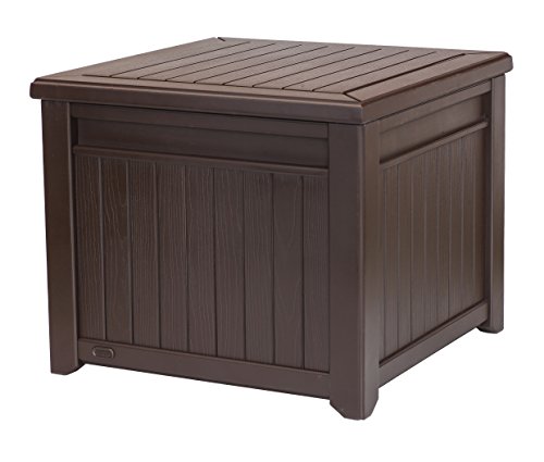 Keter Outdoor Patio Garden Cube Wood Look Storage Box Bench Container Organizer 55 Gal