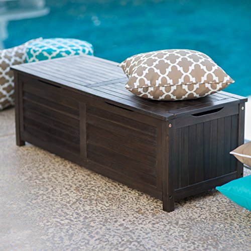 Weather Resistant Outdoor Wood Storage Deck Box - Dark Brown
