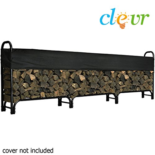 12ft Feet Outdoor Heavy Duty Steel Firewood Log Rack Wood Storage Holder Black