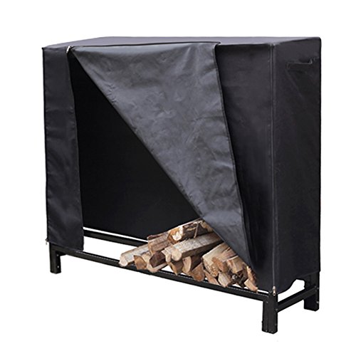 Hio Firewood Cover 4 Feet Log Wood Storage Rack Cover Fireplace Accessories Black