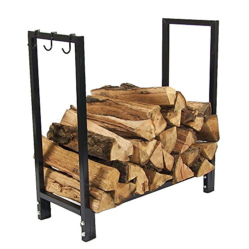 Sunnydaze 30 Inch IndoorOutdoor Black Steel Firewood Log Holder