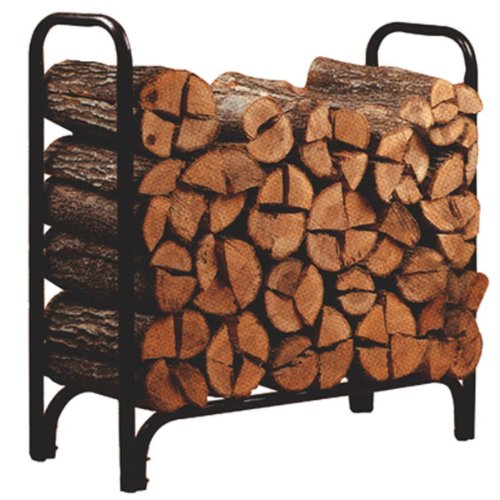 4ft Feet Outdoor Heavy Duty Steel Firewood Log Rack Wood Storage Holder Black
