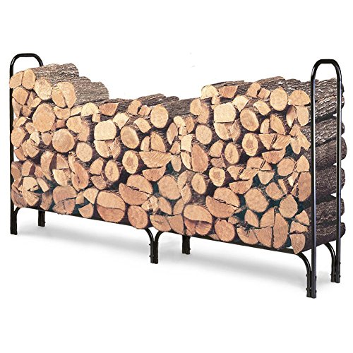 8ft Feet Outdoor Heavy Duty Steel Firewood Log Rack Wood Storage Holder Black