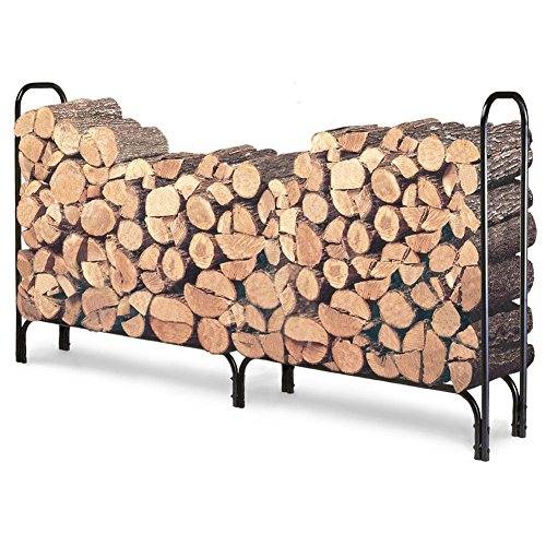 8ft Feet Outdoor Heavy Duty Steel Firewood Log Rack Wood Storage Holder Black