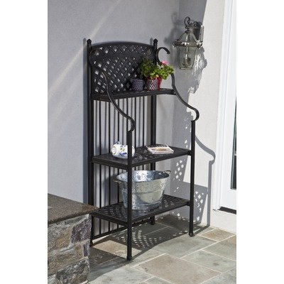 Alfresco Home 22-2331-AZ Cast Aluminum Weave Outdoor Bakers Rack Antique Topaz