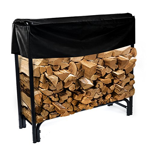 Outdoor Firewood Rack Log Rack Wood Storage With Cover 4 Ft