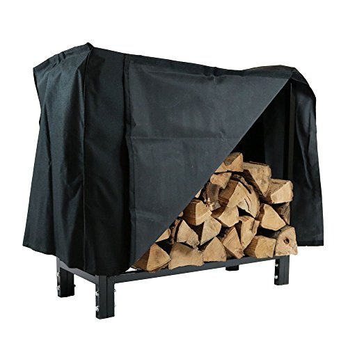 Sunnydaze 30 Inch Indooroutdoor Black Steel Firewood Log Rack And Cover Combo