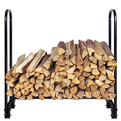 Yescom 4ft Black Backyard Storage Series Outdoor Kitchen Firewood Log Rack Fireplace Log Carrier Holder