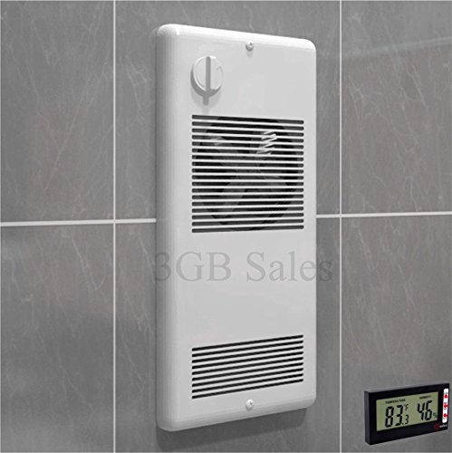 Bathroom Electric Wall Heater Thermometer Bundle Heats up to 150 sqft ultra-quiet Safe reliable 120 volts puts out 1500 watts energy efficient heater with a built-in thermostat