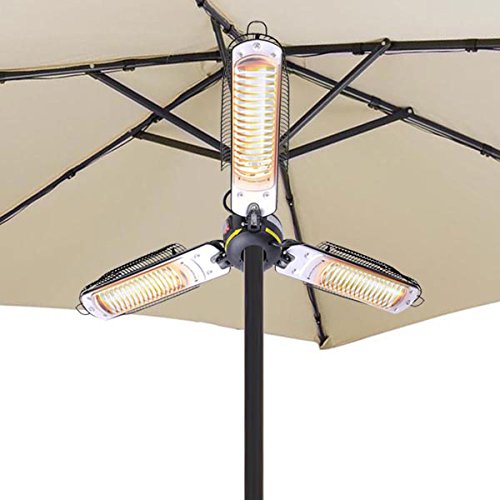 3 Halogen Outdoor Electric Patio Heater Umbrella Parasol