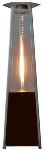 True Commercial Natural Gas Hammered Mocha Bronze 3-Sided Pyramid Style Quartz Tube Patio Heater with Wheels NG
