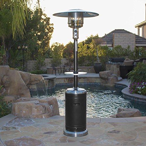 Belleze Commercial Patio Heater Propane Heat with Table Wheels 48000 BTU -Black