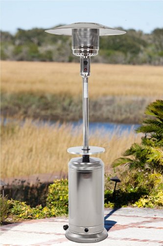 Golden Flame 46000 Btu xl-series stainless Steel Patio Heater Wdrink Tableamp Wheels propane