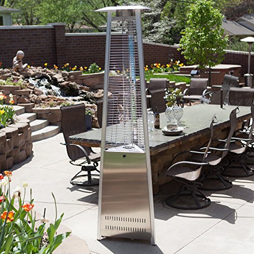Red Ember Glass Tube Commercial Stainless Steel Patio Heater with Cover