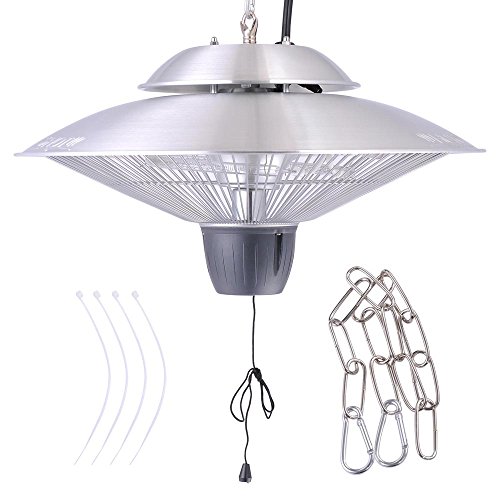 Yescom 1500w Round Electric Aluminium Hanging Halogen Heater For Indooroutdoor Gazebo Patio Parasol