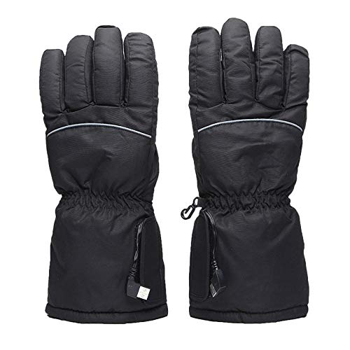 JennyBen Finger Electric Gloves USB Outdoor Heating Battery Ski Gloves Thick Heating Gloves Black_U