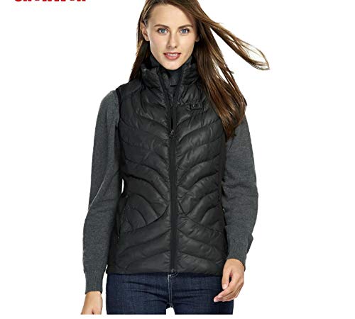 JennyBen Womens Outdoor Heating Vest USB Infrared Heating Jacket Winter Carbon Fiber Electric Clothing Vest Black_L