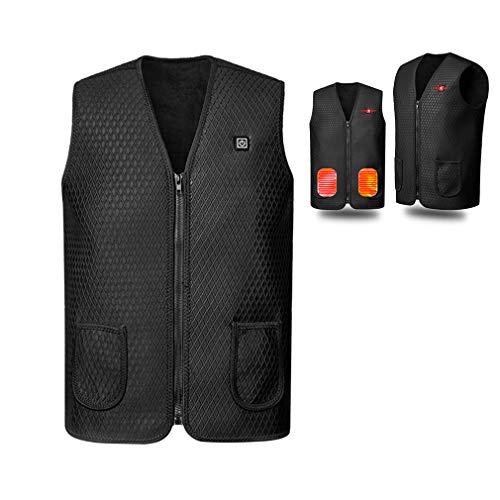 TIM-LI Heated Vest Electric Warm Vest Outdoor USB Charging Heating Clothing for Men and Women Battery Not IncludedBlackL