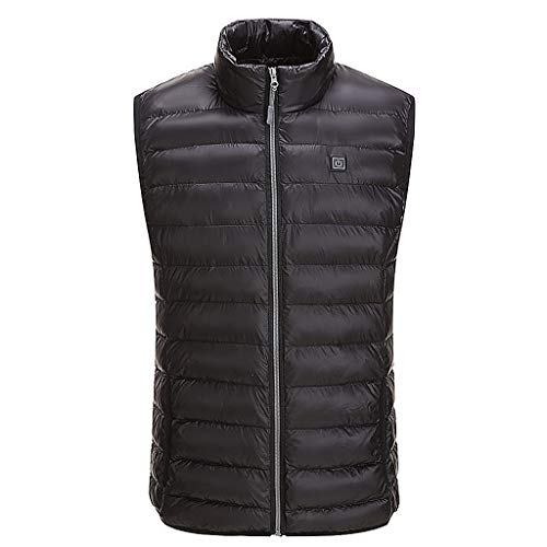 Wrwgl Electric Warm Vest  3 TemperatureWashableLightweight Mens Heating JacketWindWaterproofColdOutdoor Heating Clothing Mens Heating Vest Rechargeable - for Outdoor HikingBlackXXXL