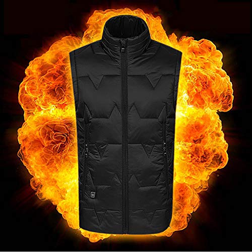 Wrwgl Heated Jacket with 90 Down Insulation - for Outdoor Hiking - Hunting - Motorcycle - Outdoor Heating Clothes - Washable Lightweight Mens Heating JacketCold Down JacketBlackXXL
