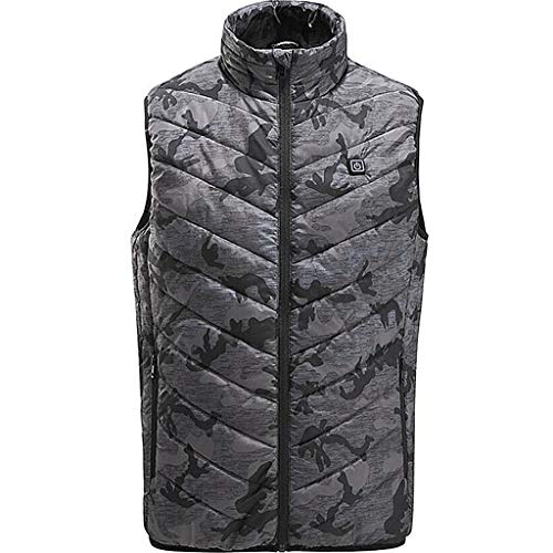 Wrwgl Washable Lightweight Mens Heating JacketElectric Warm Vest  3 TemperatureWindWaterproofColdOutdoor Heating Clothes Mens Heating Vest RechargeableGrayXXXXL
