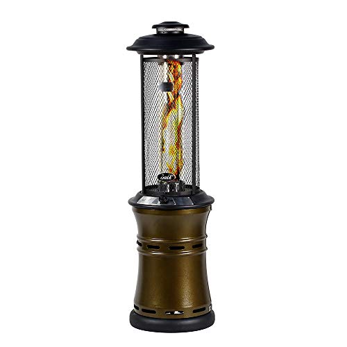 BALI OUTDOORS Propane Patio Heaters Floor-Standing Round Dancing FlameWheelsQuartz Glass TubeSuitable for BalconyVerandahBBQ PartyPyramind Retractable Bronze Commercial Patio Heater