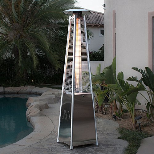 Belleze 42,000btu Propane Patio Heater Pyramid W/dancing Flame (csa Certified) - Stainless Steel