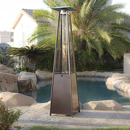 Belleze Patio Heater - Pyramid W/ Dancing Flame, Csa Certified, 42,000 Btu- Hammered Bronze