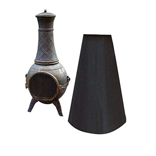QEES Chiminea Cover Chiminea Protection Outdoor Chimney Fire Pit Heater Cover Black Waterproof Polyester JJZ18
