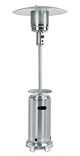 AZ Patio Tall Stainless Steel Propane Patio Heater With Table And Wheels 87