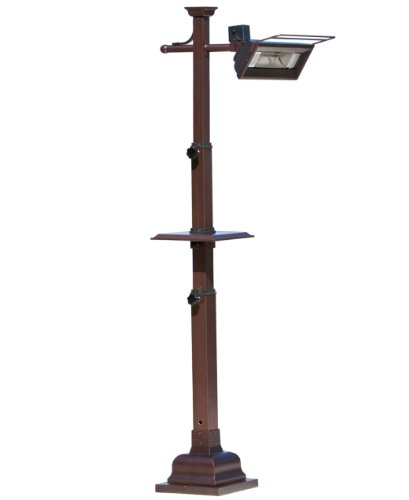 Fire Sense Hammer Tone Bronze Mission Design Pole Mounted Infrared Patio Heater with Table