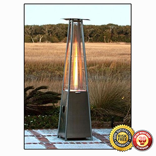 New Pyramid Outdoor Yard Stainless Steel  Mocha Propane Patio Heater Tower Floor