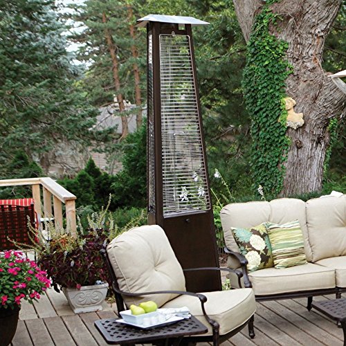 Patio Heater Commercial Glass Tube Propane Gas Hammered Bronze With Cover