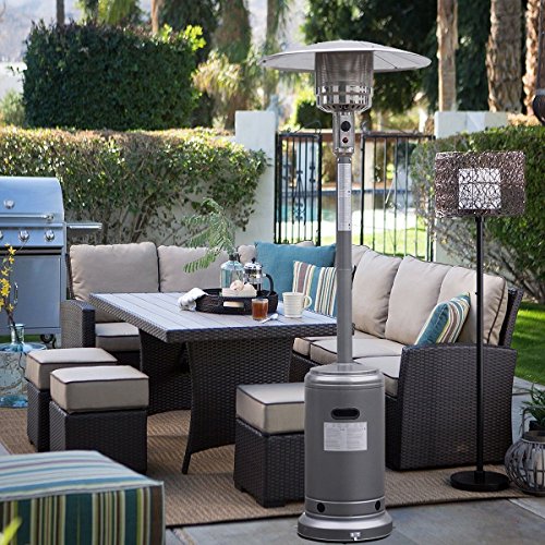 LOMIC Garden Outdoor Patio Heater Propane Standing LP Gas Steel waccessories SILVERY GRAY