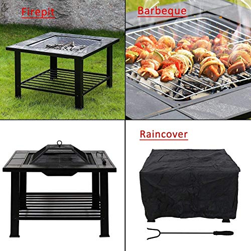 30-inch Burning Fire Pit Backyard Heater Steel Firepit Bowl with Spark Screen Cover