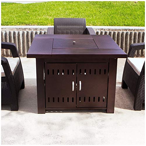 Lapha 42000 BTU Desk Fire Pit Table Patio Deck Backyard Heater Fireplace Propane LP Furniture Fire Pit Table Metal Stand Warmer Outdoor Deck Fire Pit Table Furniture Patio Deck Backyard Heater Fire