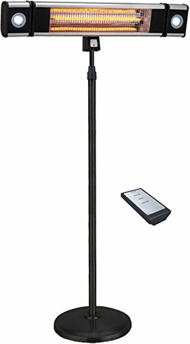 Ener-G IndoorOutdoor Free Standing Electric Patio Heater with LED Light and Remote Control Black