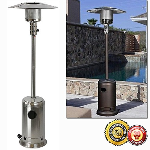 New 48000 BTU Standing Propane Patio Heater Stainless Steel LP Gas