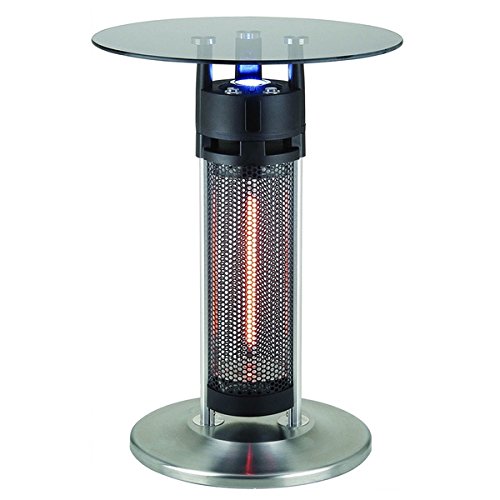 Energ Hea-14756 Led Aluminum Glass Stainless Steel Bistro Style Table With Electric Infrared Heater Tower