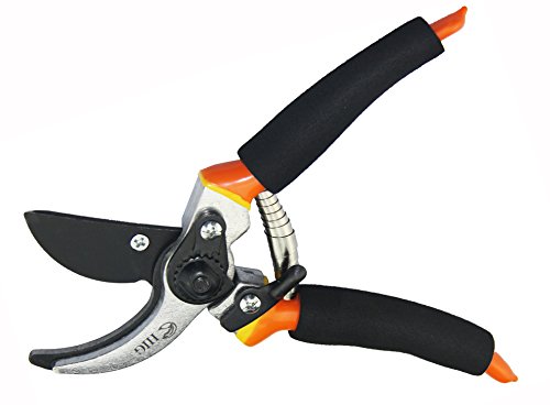 HIG Pruning Shears Extra Hardness Extra Sharp Tree Clippers Garden Hand Pruners - Cutting Easier Ergonomic Comfortable Slip Less Effort - Gardening Scissors